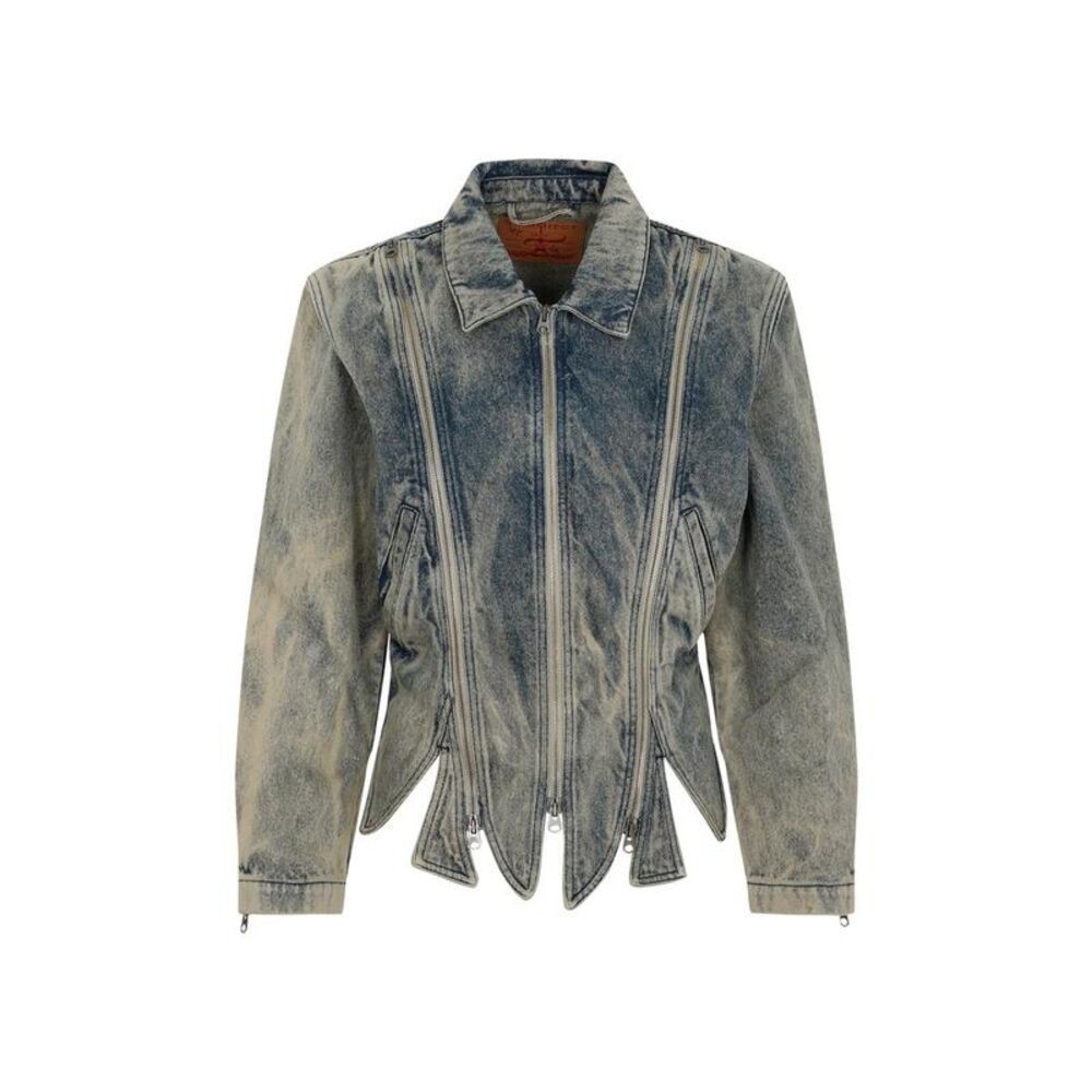 Y/PROJECT Asymmetric Zip Denim Jacket Women NUDE & NEUTRALS Coats & Jackets
